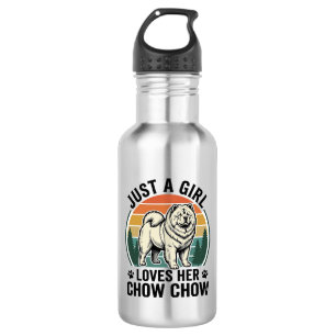 Garrafa Camisa de Cachorro Chow Chow Vintage Girl Amante d