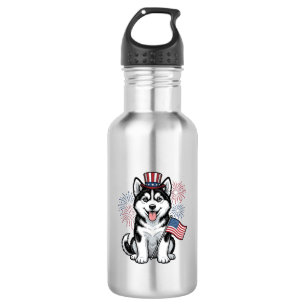 Garrafa Camisa de Desenho Vintage de Cachorro Husky Patrio