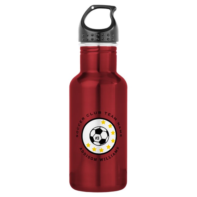 Garrafa Camisa de Futebol Vermelha Personalizada com Númer (Frente)