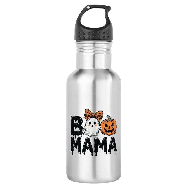Garrafa Camisa de Mãe Fantasma de Halloween Abóbora Design (Frente)