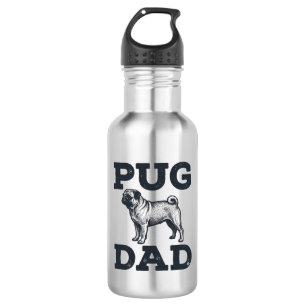 Garrafa Camisa de Pai de Pug com Desenho de Gravura Vintag