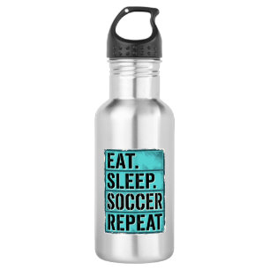 Garrafa Camisa Eat Sleep Soccer Repeat Tipografia Vintage