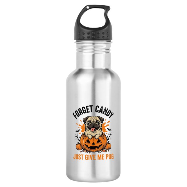 Garrafa Camisa engraçada de Pug de Halloween Esqueça o Des (Frente)