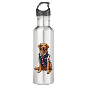 Garrafa Camisa Patriótica de Cão de Serviço Golden Retriev