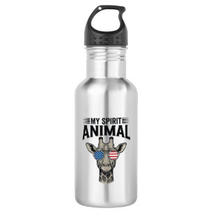 Garrafa Camisa Patriótica do Animal Espírito Girafa Vintag