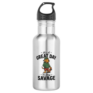 Garrafa Camiseta com Desenho de Gravura Vintage Savage Dog