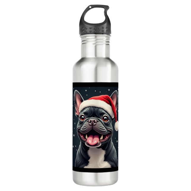 Garrafa Camiseta de Natal de Bulldog Francês (Frente)