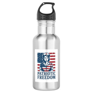 Garrafa Camiseta Gráfica Vetorial Enfermeira Patriota