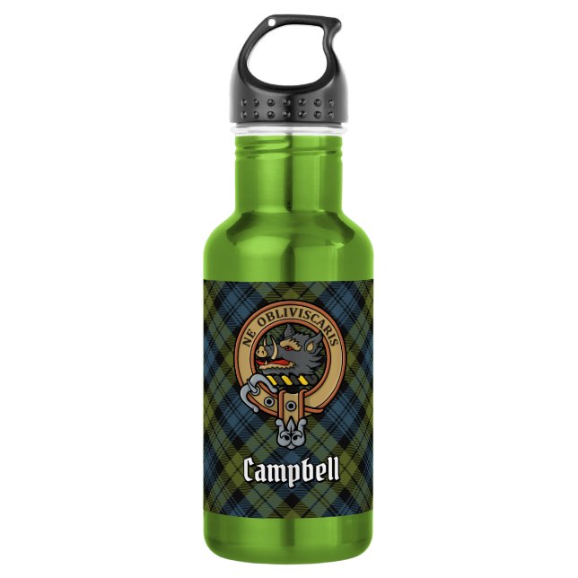 Garrafa Campbell Crest sobre Tartan (Frente)