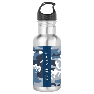 Garrafa Camuflagem Azul Neve de Inverno Personalize seu no