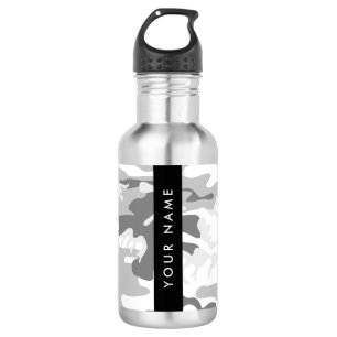 Garrafa Camuflagem Cinza Neve de Inverno Personalize seu n