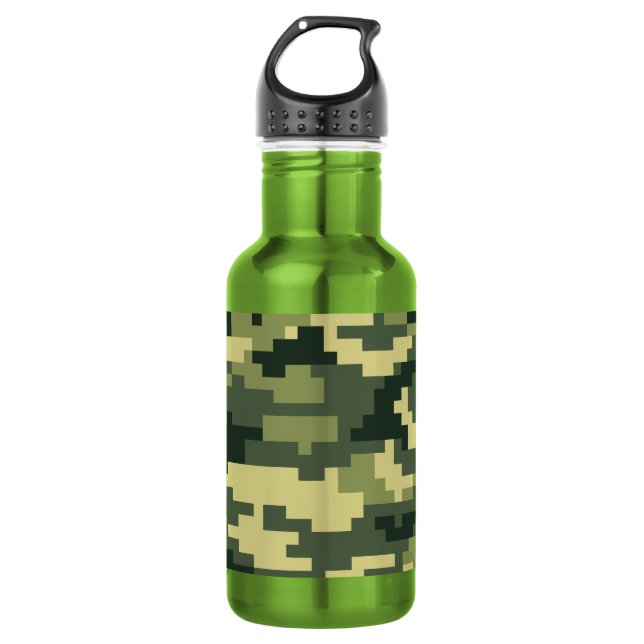 Garrafa Camuflagem Digital Woodland de 8 Bits / Camo (Frente)