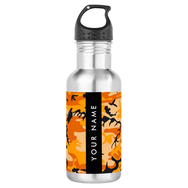 Garrafa Camuflagem Laranja Personalize seu nome (Frente)