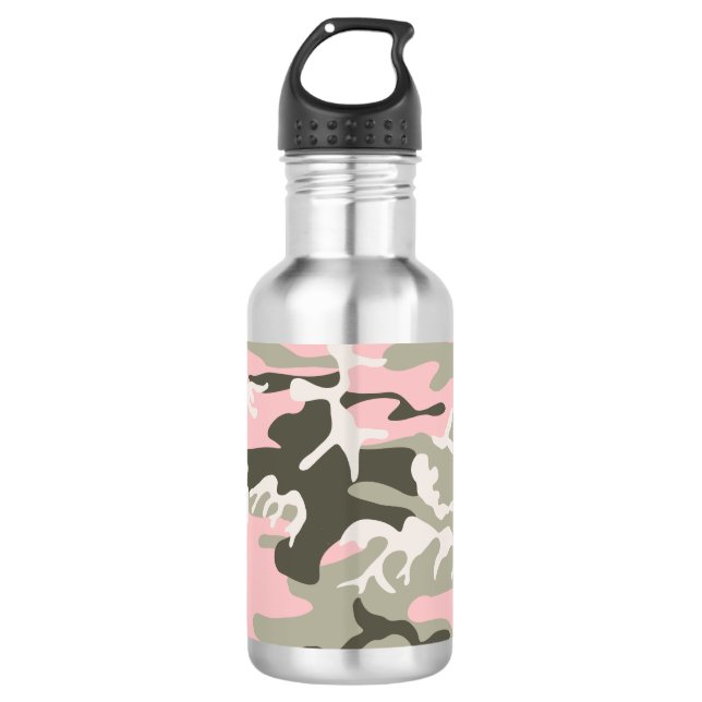 Garrafa Camuflagem Rosa e Verde, Militar, Exército (Frente)