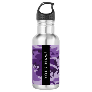 Garrafa Camuflagem Roxa Personalize seu nome
