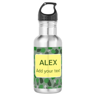 Garrafa Camuflagem verde camo adicionar texto nome escola
