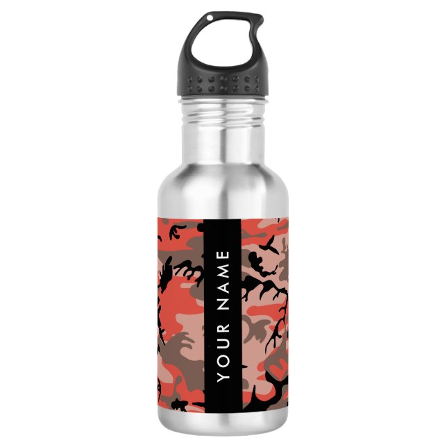 Garrafa Camuflagem Vermelha e Marrom Personalize seu nome (Frente)