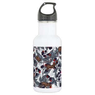 Garrafa Camundongos e amoras-negras em branco