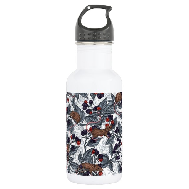 Garrafa Camundongos e amoras-negras em branco (Frente)