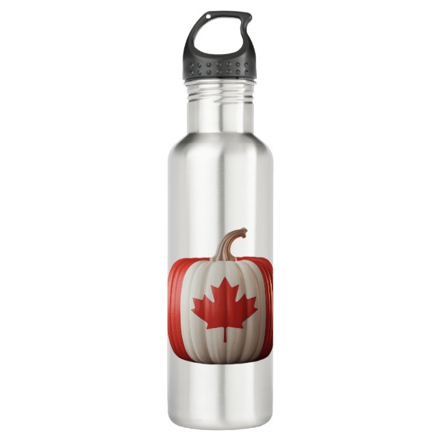 Garrafa Canadiano Flag Pumpkin Maple Leaf Thankplaying Ove (Frente)