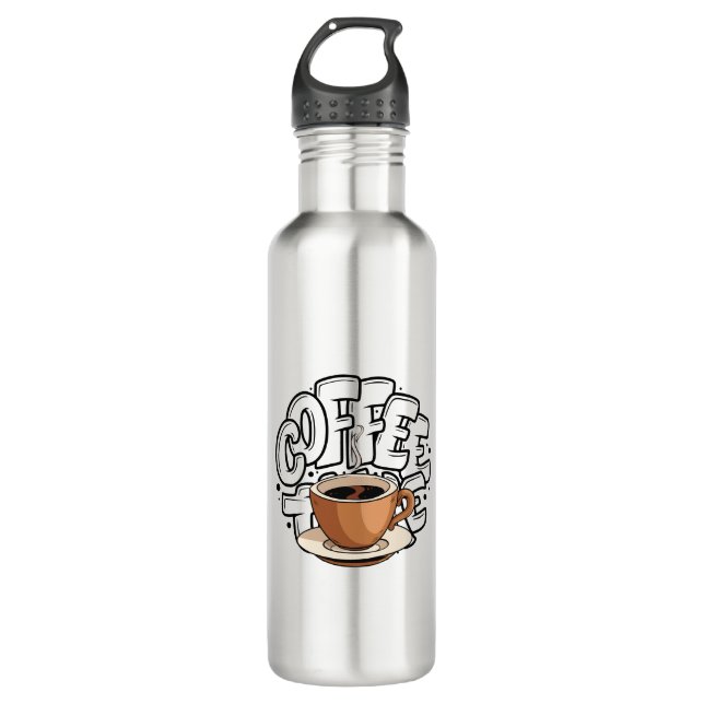 Garrafa caneca de café com ilustração castanha negra (Frente)