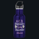 Garrafa Cãozinho Obsessivo<br><div class="desc">Um presente de vaca giro para uma pessoa TOC para animais de criação. Eu adoro vacas bonito e colecionar presentes de vaca como esta adorável garrafa de água. Personalize com o nome de sua vaqueira para um amigo obcecado por um animal fazenda.</div>