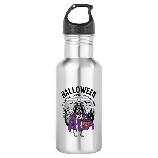 Garrafa Capa engraçada de Halloween de esqueleto citação d (Frente)