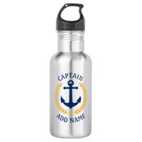Capitão Boat Name Anchor Dourado Style Laurel Star