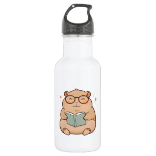 Garrafa Capivara Lendo com Óculos Design Kawaii