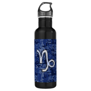 Garrafa Capricorn Zodiac Symbol on Blue Digital Camo