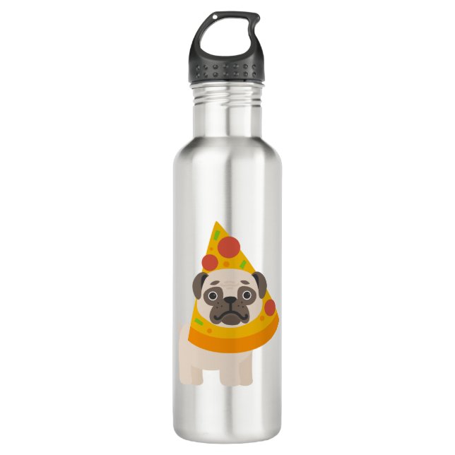 Garrafa Cara engraçada do Pug do cão na pizza apenas para (Frente)