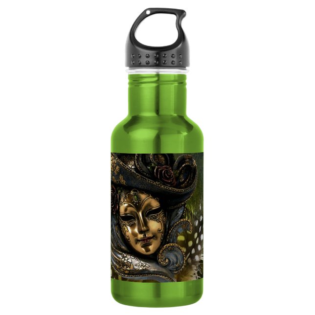 Garrafa Carnaval Máscara-Verde Damask (Frente)