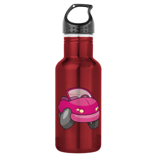 Garrafa Carro de desenho animado rosa (Frente)