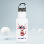 Garrafa Cartoon Personalizado Bonito Axolotl<br><div class="desc">Garrafa de água fofa e divertida personalizada com uma ilustração de um axolotl nerd. presente de excelente para crianças. Ilustrada e projetada por Patricia Alvarez.</div>