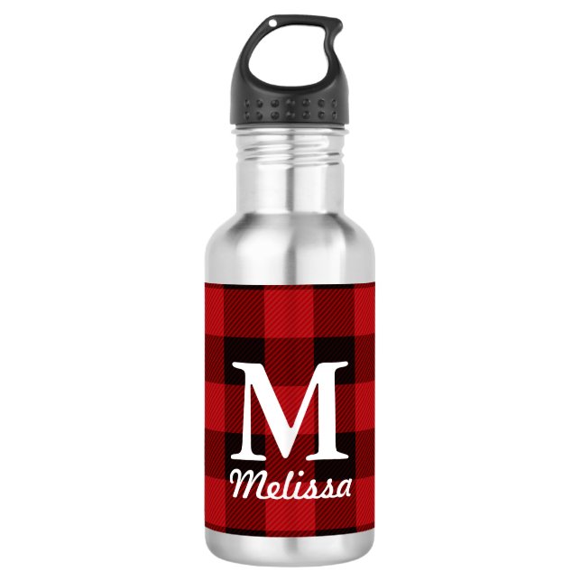 Garrafa casaco Natal xadrez de lumberjack de búfalo vermel (Frente)