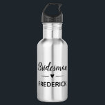 Garrafa Casamento Cardíaco Personalizado do Bridesman<br><div class="desc">O seu homem de honra vai precisar de muita água nesta garrafa de água personalizada,  quando ele estiver ajudando com as suas sessões de planejamento de casamento! Mostre-lhe o quanto ele significa para você.</div>