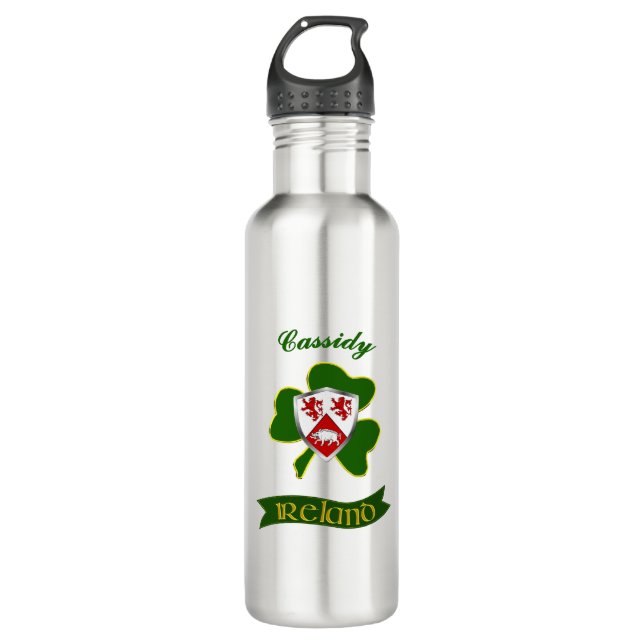 Garrafa Cassidy Irish Shield & Shamrock personalizado (Frente)