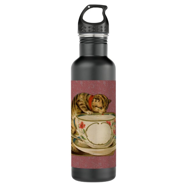 Garrafa Cat Teacup Cute Vintage Victorian (Frente)