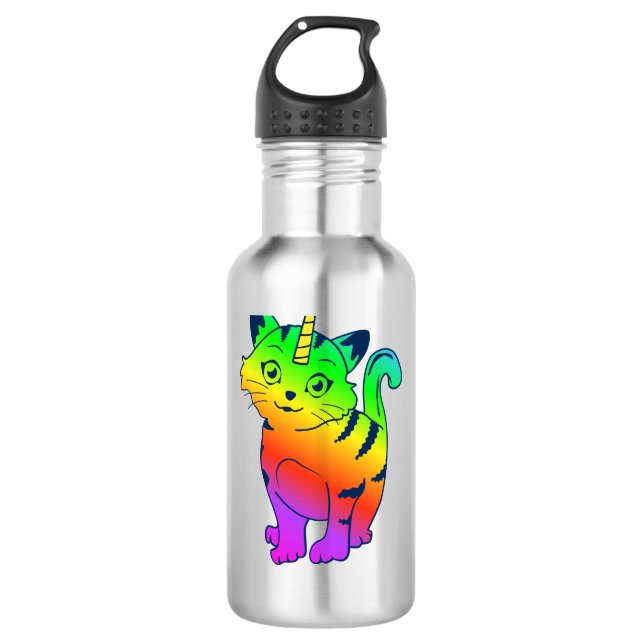 Garrafa Caticorn Rainbow Unicorn Cat Personalizado (Frente)
