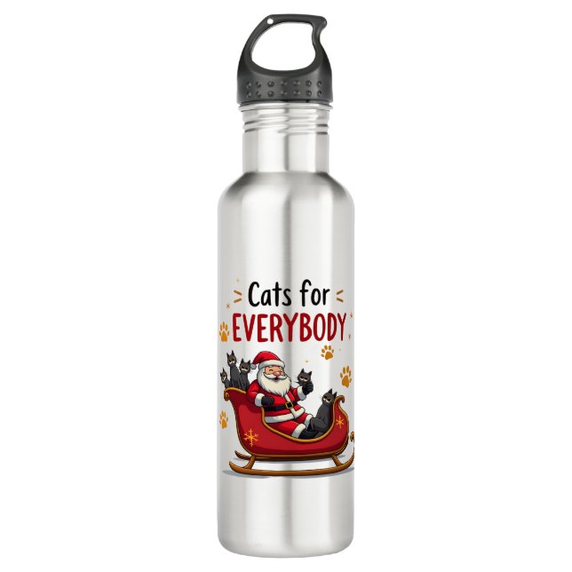 Garrafa Cats For Everybody Christmas Cat Funny Xmas Women  (Frente)