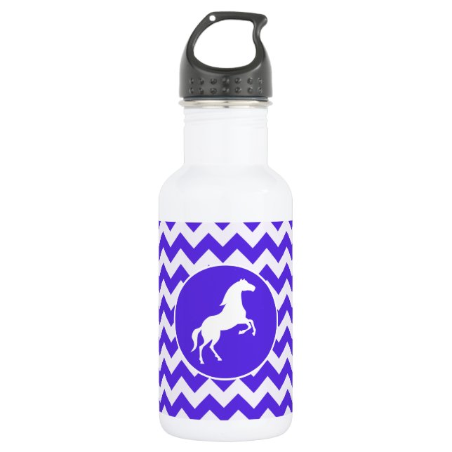 Garrafa Cavalo em Chevron Violeta Azul; Equestre (Frente)