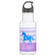 Garrafa Cavalo na aguarela azul e roxa personalizada (Frente)