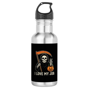 Garrafa Ceifador Eu Amo Meu Trabalho Design de Halloween