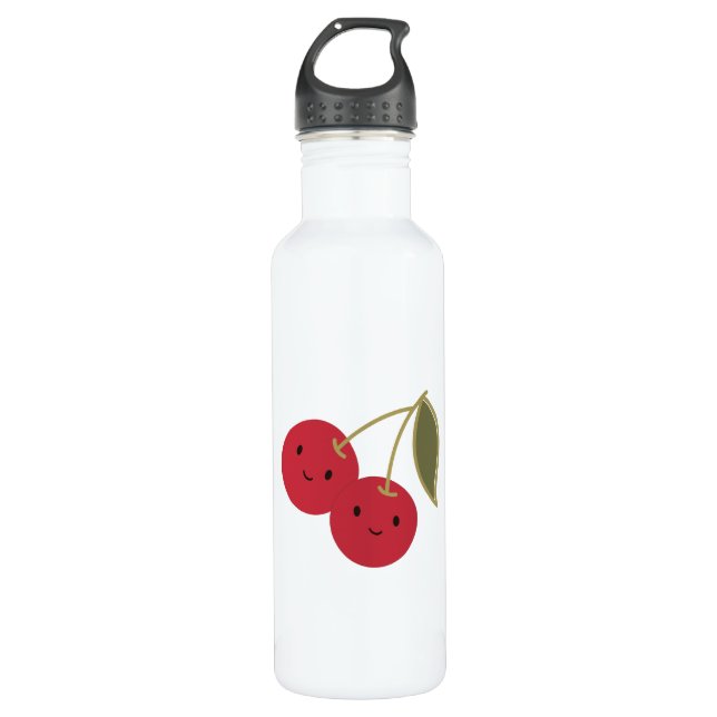 Garrafa Cerejas de sorriso de Kawaii dos desenhos animados (Frente)