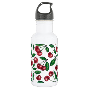 Garrafa Cerejas vermelhas em branco