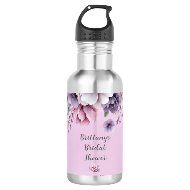Garrafa Chá de Bebê Lavanda Floral Aquarela (Frente)