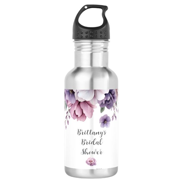 Garrafa Chá de Bebê Lavanda Floral Aquarela (Frente)