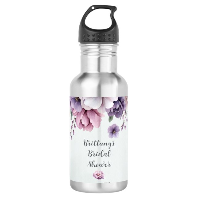 Garrafa Chá de Bebê Lavanda & Floral Verde (Frente)