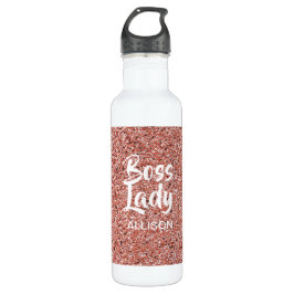 Garrafa Chefe Personalizado Lady Rosa Dourada Glitter