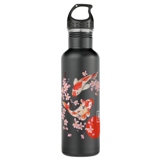 Garrafa Cherry Blossom Koi Carp Fish Sakura Japonês (Frente)